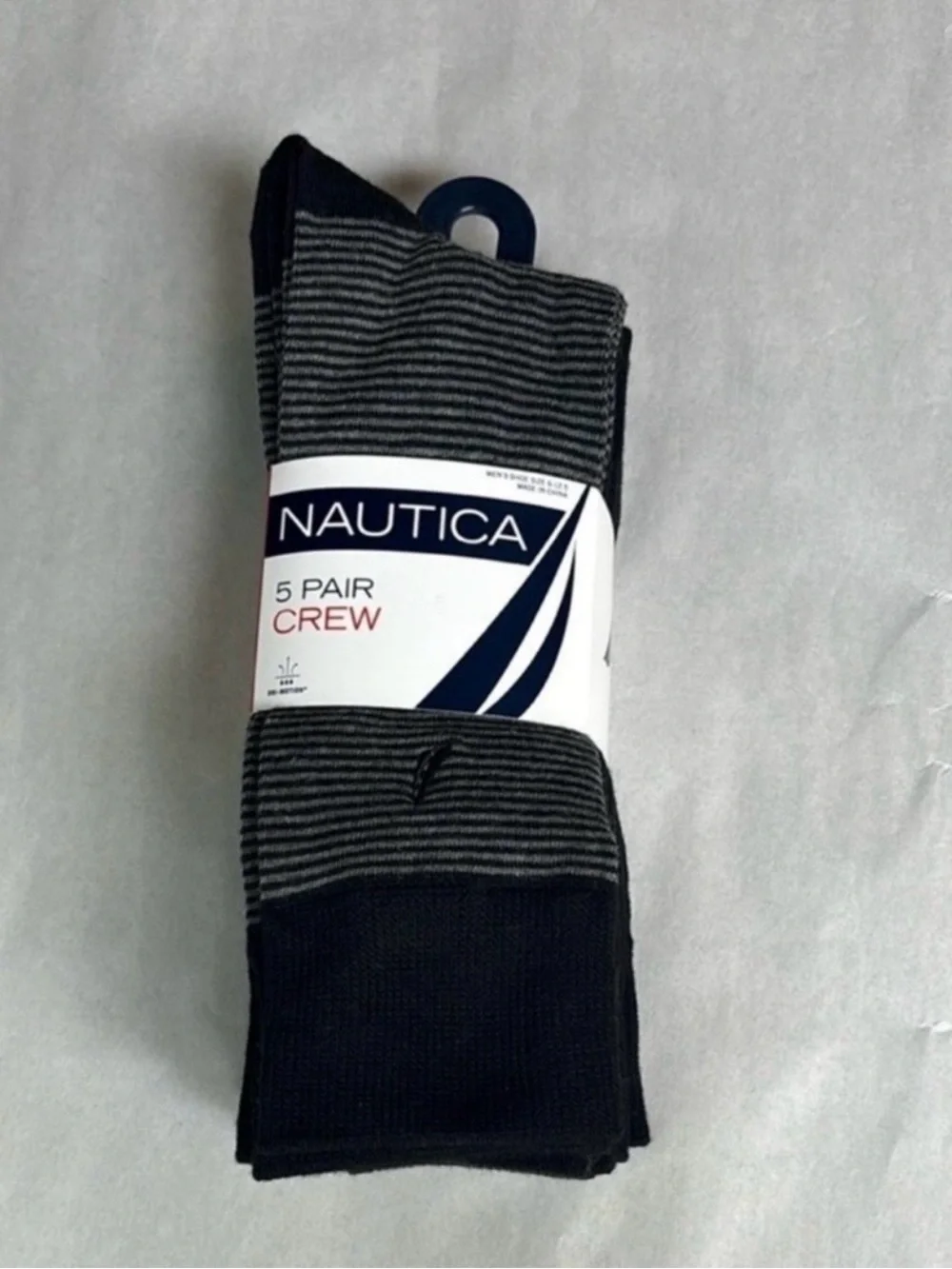 New Nautica Socks Men’s 5 Pair Black Crew Sock Business Casual Dress Active